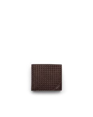 Prada Leather Wallet With Coin Compartment - Brown