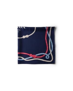 Prada Printed Silk Twill Scarf, 90X90 Cm - Blue
