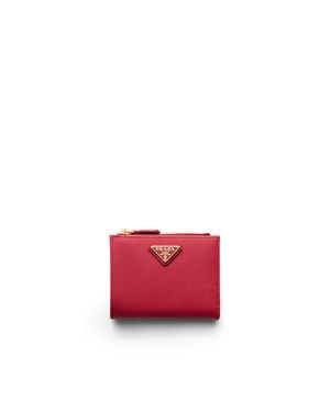 Prada Small Saffiano Leather Wallet, Fiery - Red