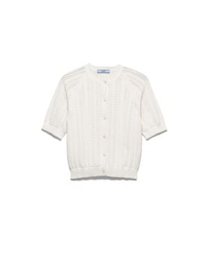 Prada Cardigan A Maniche Corte - Bianco