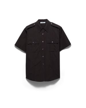 Prada Short-Sleeved Poplin Shirt - Black