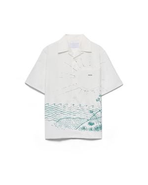 Prada Printed Cotton Bowling Shirt - White