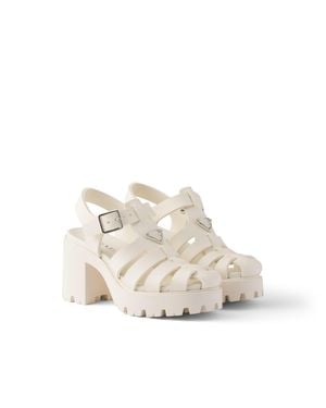 Prada Rubber Platform Sandals - White