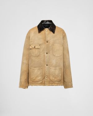 Prada Garment-Dyed Cotton Trucker Jacket - Natural