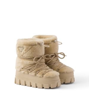 Prada Shearling Après Ski Booties - Natural