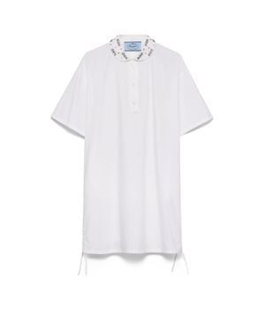 Prada Embroidered Poplin Mini-Dress - White