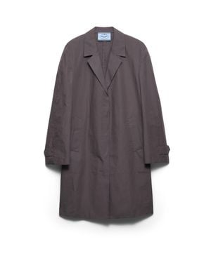 Prada Single-Breasted Double Poplin Coat, Hematite - Grey