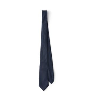 Prada Silk And Linen Tie - Blue