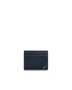 Prada Leather Card Holder, Baltic - Blue