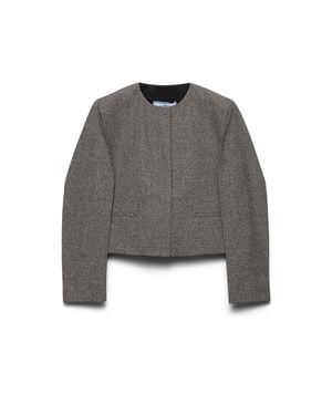 Prada Cotton-Wool Cropped Jacket - Gray