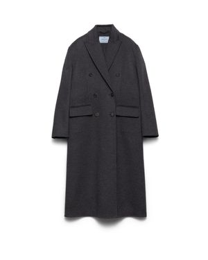Prada Double-Breasted Double Cashwool Coat - Blue