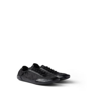 Prada Collapse Re-Nylon And Leather Sneakers - Black
