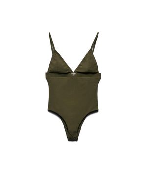 Prada Ribbed Knit One-Piece Swimsuit - Green