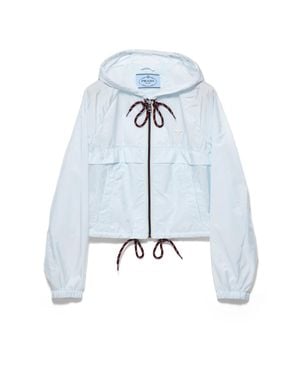 Prada Cropped Re-Nylon Hooded Zip Jacket - Blue