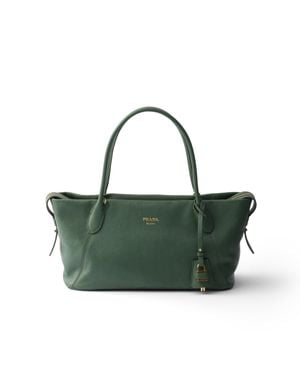Prada Large Leather Tote Bag - Green