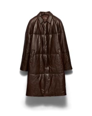 Prada Padded Nappa Leather Coat - Brown