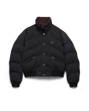Prada Cropped Compact Poplin Down Jacket - Blue