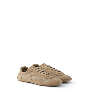 Prada Montecarlo Re-Edition 2005 Suede And Mesh Trainers, Desert - Multicolour