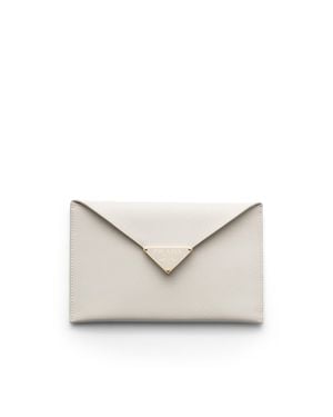 Prada Saffiano Leather Envelope Clutch - White
