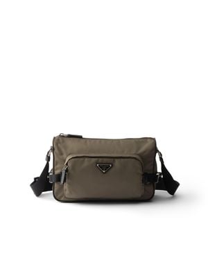 Prada Mittelgroße Schultertasche Aus Re-Nylon Und Saffiano-Leder, Herren - Braun