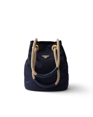 Prada Kleine Mariner Bucket Bag Aus Re-Nylon, Damen - Blau