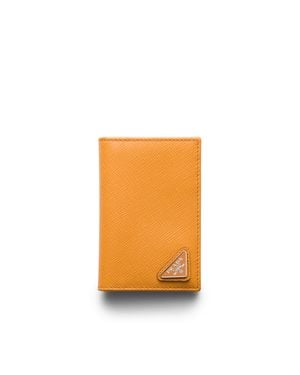 Prada Saffiano Leather Card Holder - Orange