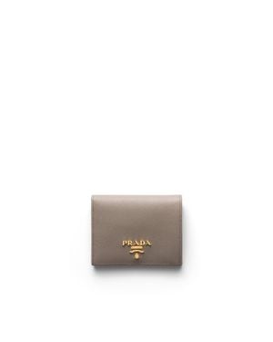 Prada Small Saffiano Leather Wallet, Clay/Water Lily - White