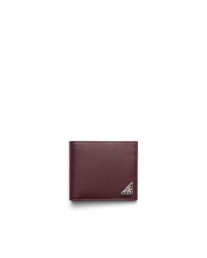Prada Saffiano Leather Wallet With Coin Purse - Purple