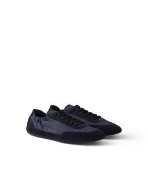 Prada Re-Nylon And Suede Collapse Trainers - Blue