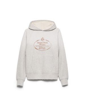 Prada Cotton Fleece Hoodie, Marble - White