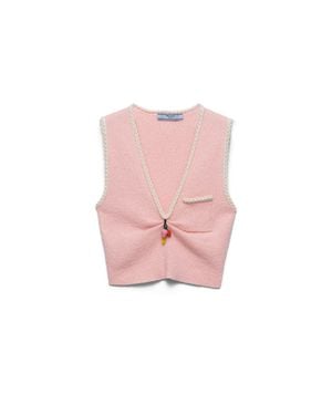 Prada Cotton Bouclé Crop Top - Pink