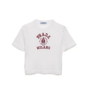 Prada Cashmere Intarsia T-Shirt - White