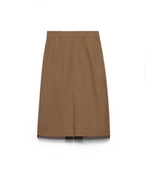 Prada Wool Midi-Skirt, Tobacco - Natural