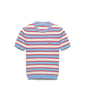 Prada Striped Crew-Neck Cotton Jumper - White