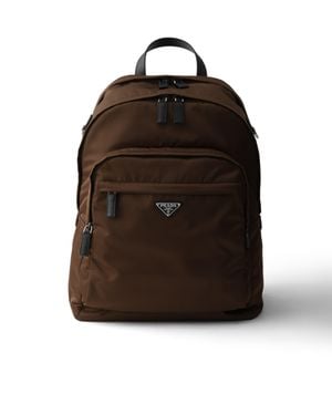 Prada Re-Nylon And Saffiano Leather Backpack - Brown