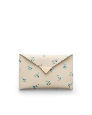 Prada Printed Saffiano Leather Envelope Clutch, Natural