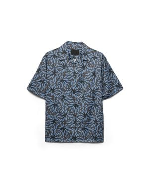 Prada Printed Cotton Bowling Shirt - Blue