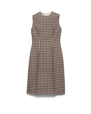 Prada Checked Georgette Dress - Natural