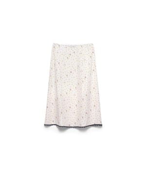 Prada Floral Print Pongé Skirt - White