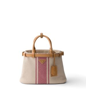 Prada Buckle Small Canvas And Leather Bag - Pink