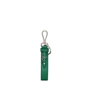 Prada Saffiano Leather Keychain - White
