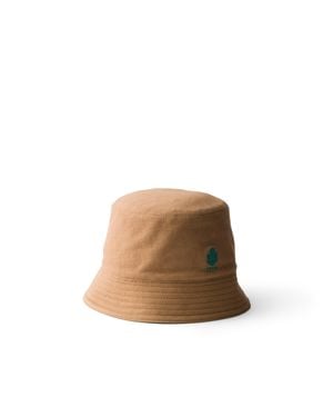 Prada Old Piqué Bucket Hat, Khaki - Natural