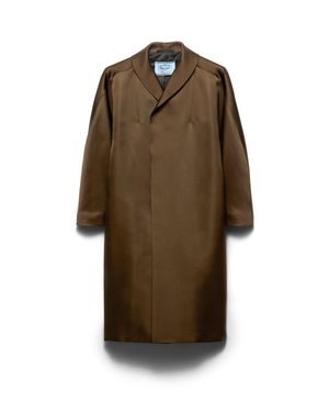 Prada Single-Breasted Double Satin Coat - Brown