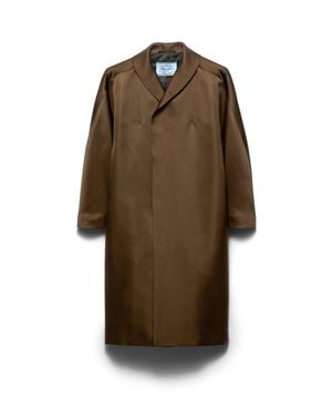 Prada Single-Breasted Double Satin Coat - Brown