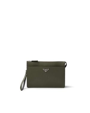 Prada Saffiano Leather Pouch - Green