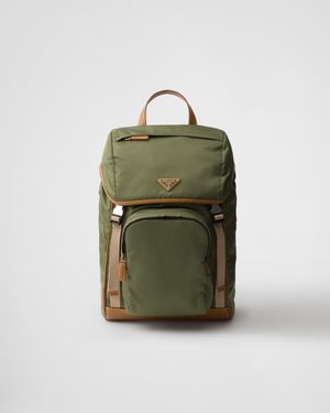 Prada Re-Nylon And Leather Backpack - Green
