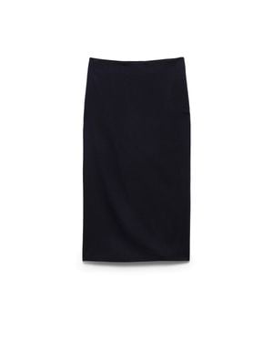 Prada Double Cashmere Midi Skirt - Black