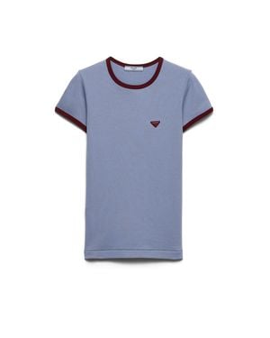Prada Cotton T-Shirt, Aviator/Burgundy - Blue