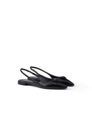 Prada Brushed Leather Ballerina Slingbacks - White