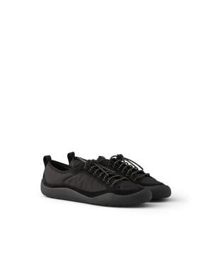 Prada Speedrock Re-Nylon And Suede Trainers, Size 6 - Black